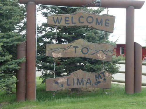 GDMBR: The official Welcome Sign for Lima, MT.